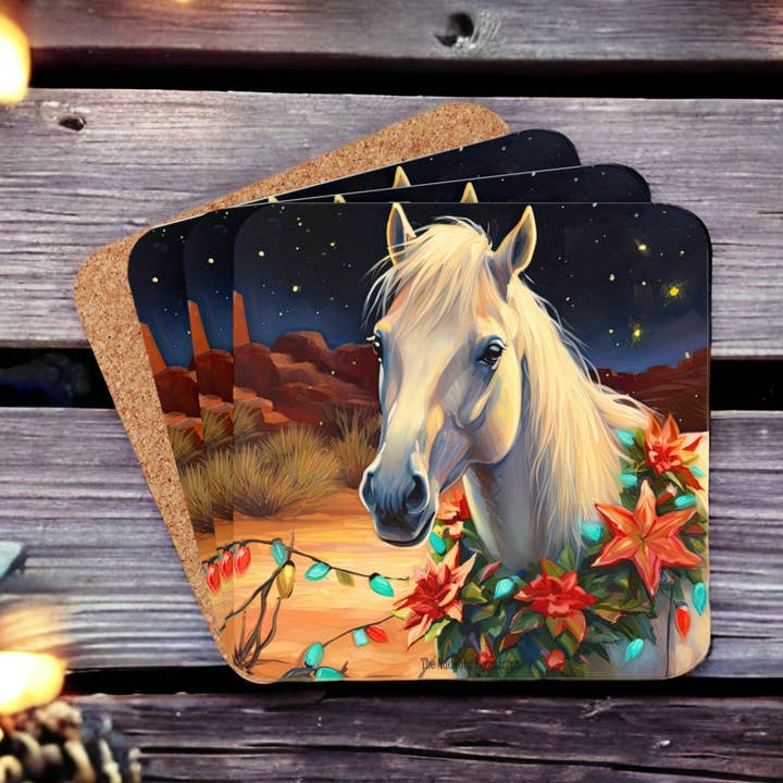 Desert Horse Holiday Christmas Coaster for wholesale by The Naughty Equestrian