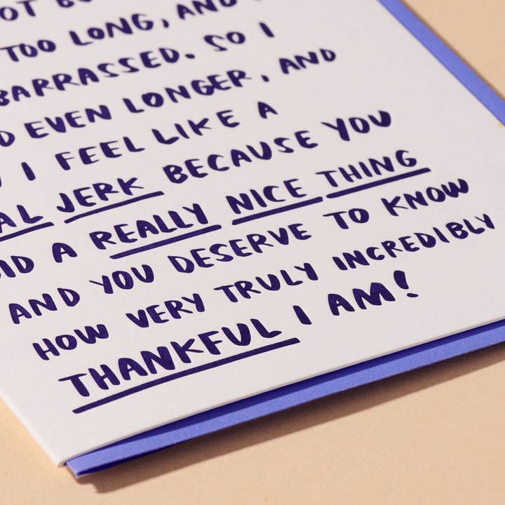 And Here We Are - Wholesale Thank You Card - Belated Rambling Thank You - Letterpress Card- Made in USA1