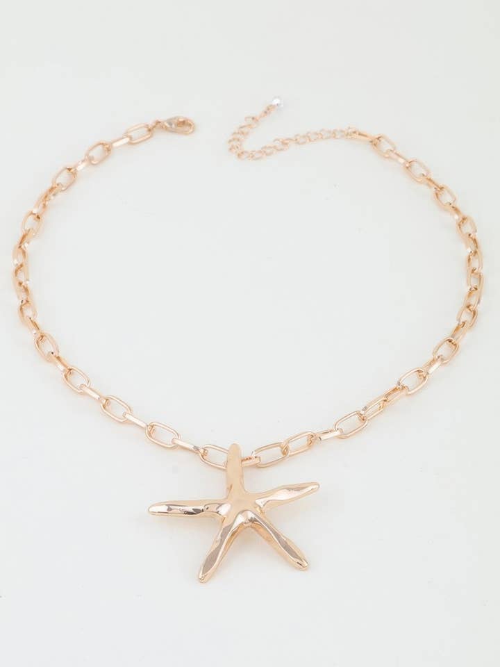 Shiny Starfish Link Chain Necklace for wholesale by CC Wholesale Clothing