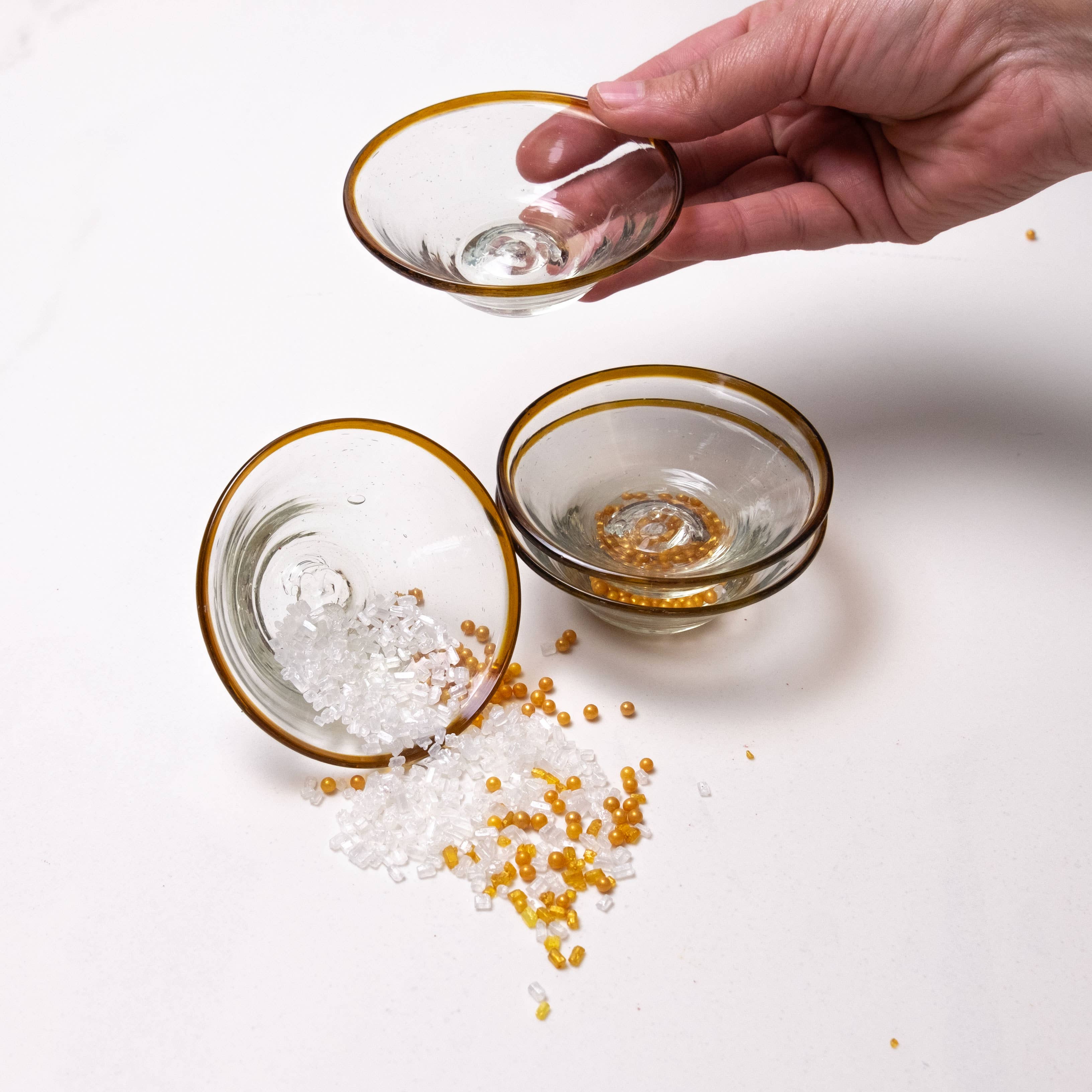 Sobremesa - Wholesale Condiment/Dip Bowl - Amber Rim Tiny Glass Bowl | Spice bowl | Pinch Bowl5