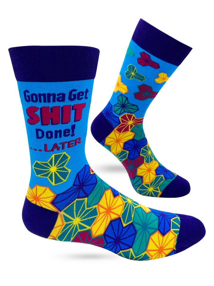 Fabdaz - Wholesale Socks - Men's - Gonna Get Shit Done!.. Later Men's Novelty Crew Socks