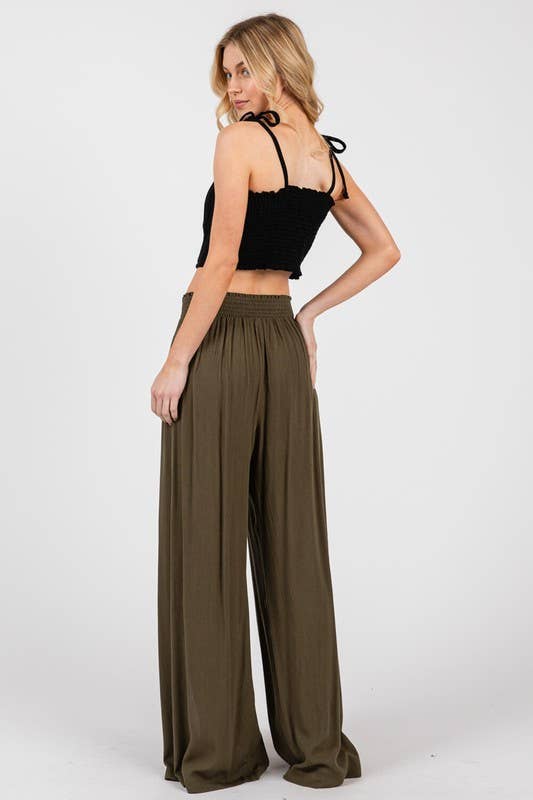 Final Touch - Wholesale Pants - Women's - Solid Front Slit Wide Leg Pants - VP36159