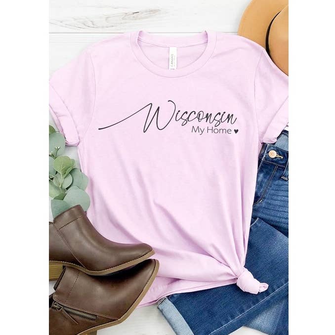 Maglietta con grafica Wisconsin my home per la vendita all'ingrosso da parte di Kissed Apparel
