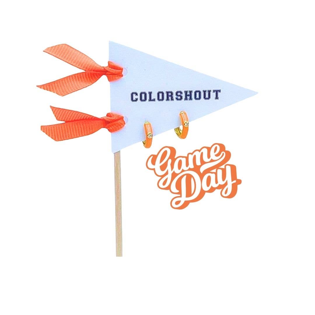 Color Shout - Vente Petits anneaux - Jour de match : Créoles Huggie aux couleurs de l'équipe sur un drapeau à fanion6