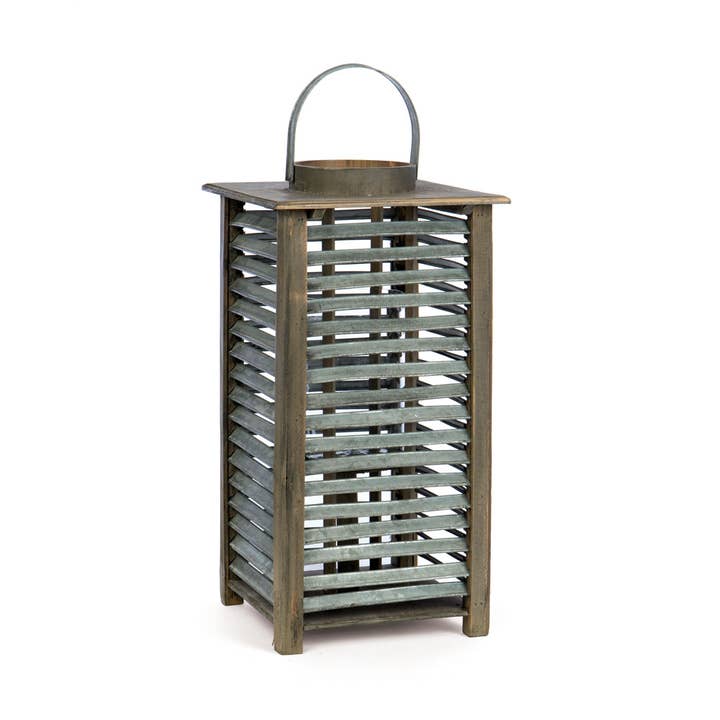 Square Wood & Galvanized Lantern w/ Drop Handle for wholesale by Willow Group