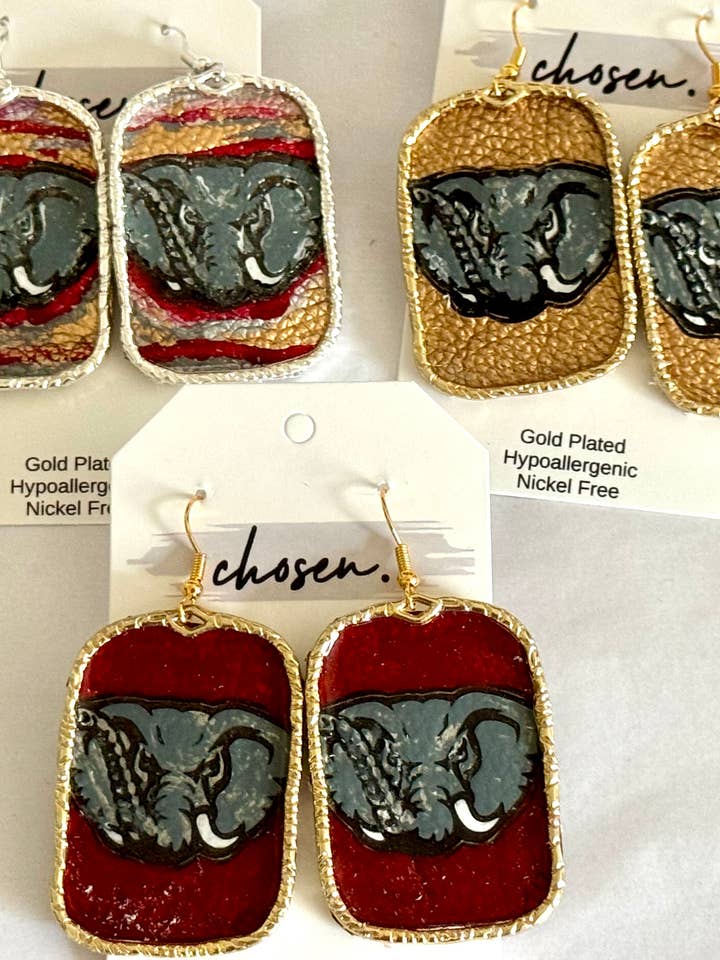 Bama Hand Painted Leather Earrings for wholesale by Chosen