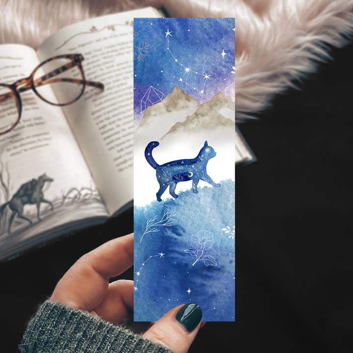 Constellation Cat Watercolor Bookmark for wholesale by Mirkwood Scribes