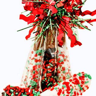 Yo Pop Yummies - Wholesale Chocolate Covered Sweets - Christmas Chocolate dipped Pretzel Rods 3pk