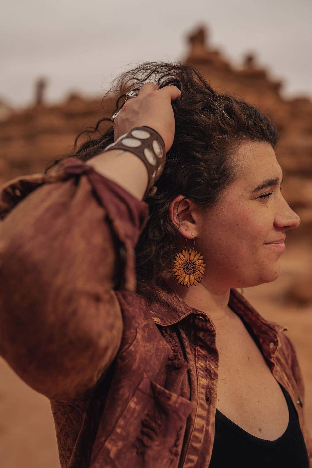 lovelevel – wholesale Dangle earrings – Natural Wood Earrings | SUNFLOWER10