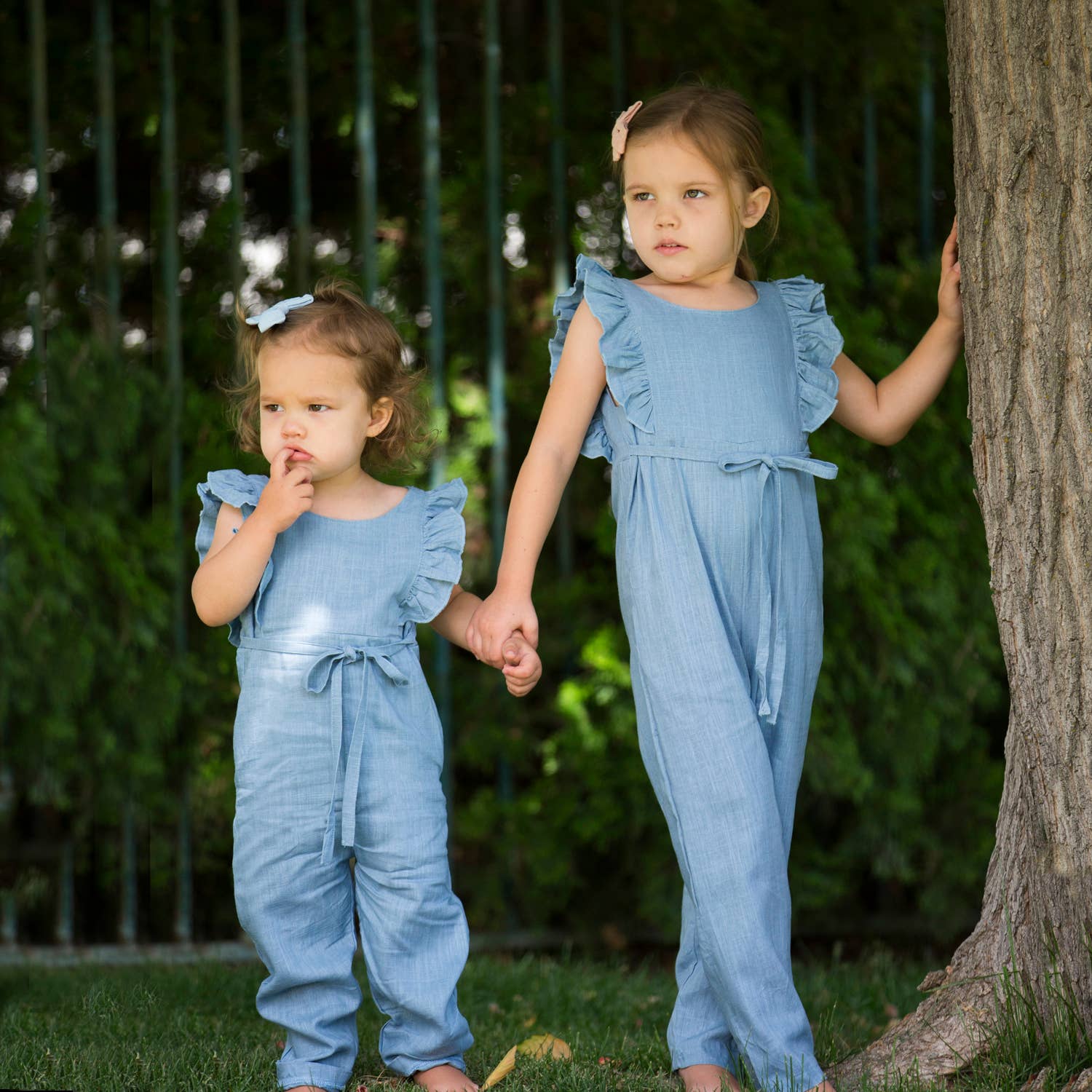 Carken Design - Wholesale Jumpsuit - Kids - Navy Blue Linen Ruffle Romper with Pants2