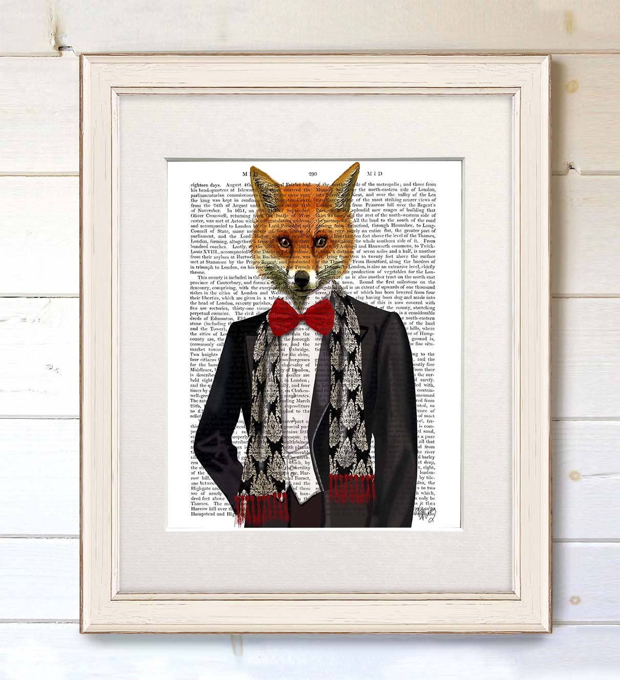 FabFunky Ltd – Engroshandel Kunsttryk – Ræv med Rød Butterfly Bog Print/Kunsttryk/Vægkunst1