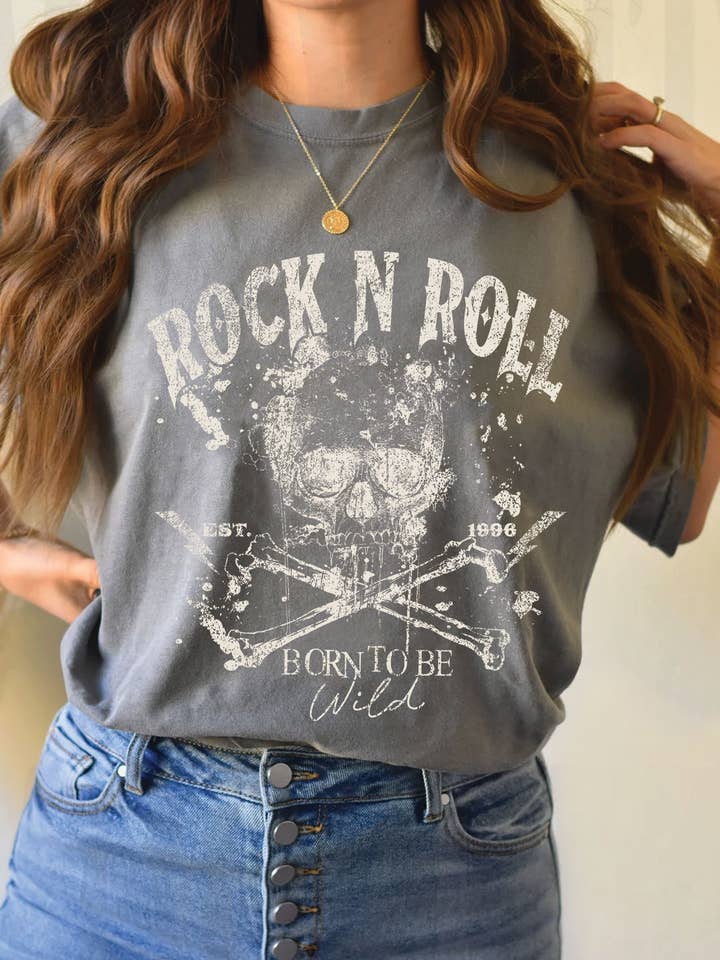 ROCK AND ROLL BORN TO BE WILD GRAPHIC TSHIRTS for wholesale by Rustee Clothing