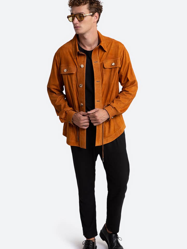 Gaucho Buenos Aires - Wholesale Shirt Jacket/Shacket - Men's - Sandro Suede Overshirt in Cognac1