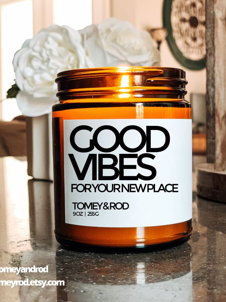 Cadeau Good Vibes pour pendaison de crémaillère et nouveau propriétaire pour la vente par Tomey & Rod
