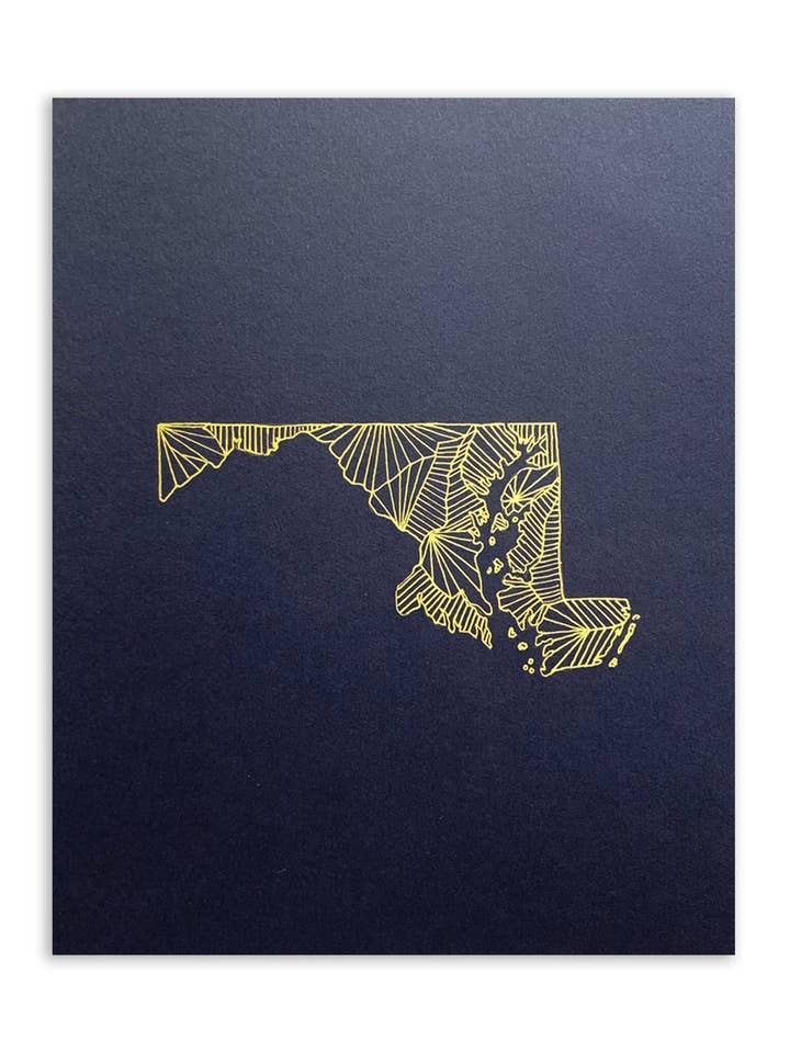 Maryland map | screenprint for wholesale by Suz Bax Art