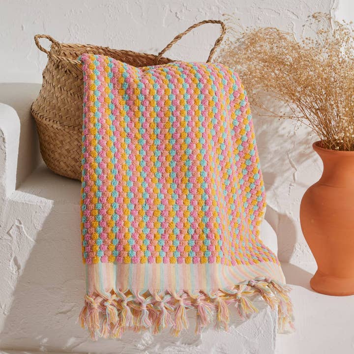 Pompom Bubble Handloom Bath Turkish Towel Heavy Luxury Decor for wholesale by Kikoya