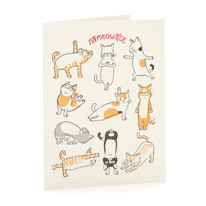 Tarjeta tipográfica Cats Yoga A2 para venta al por mayor de Ilee Papergoods