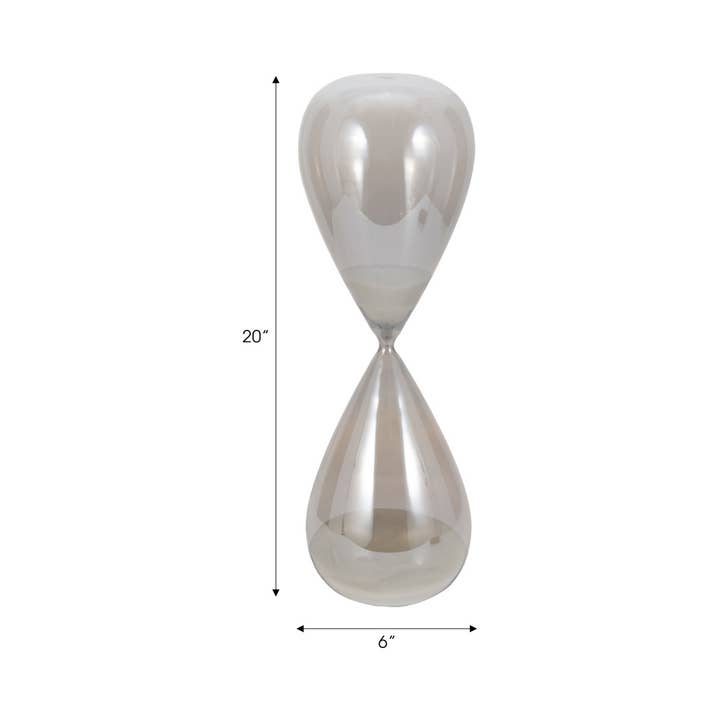 Sagebrook Home - Wholesale Decorative Tabletop Object - Glass Small Teardrop Silhouette Hourglass - Grey, 20 in.3