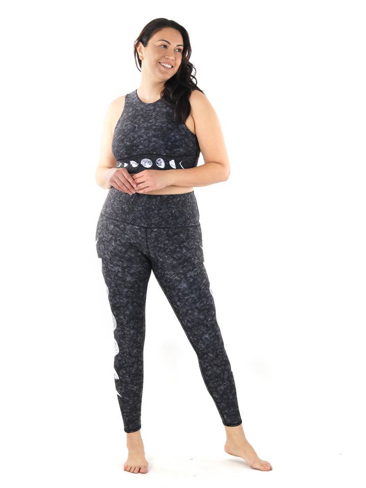 Yoga Democracy - Wholesale Athletic/Lounge Leggings - Women's - Just a Dark Moon Phase Printed Yoga Leggings