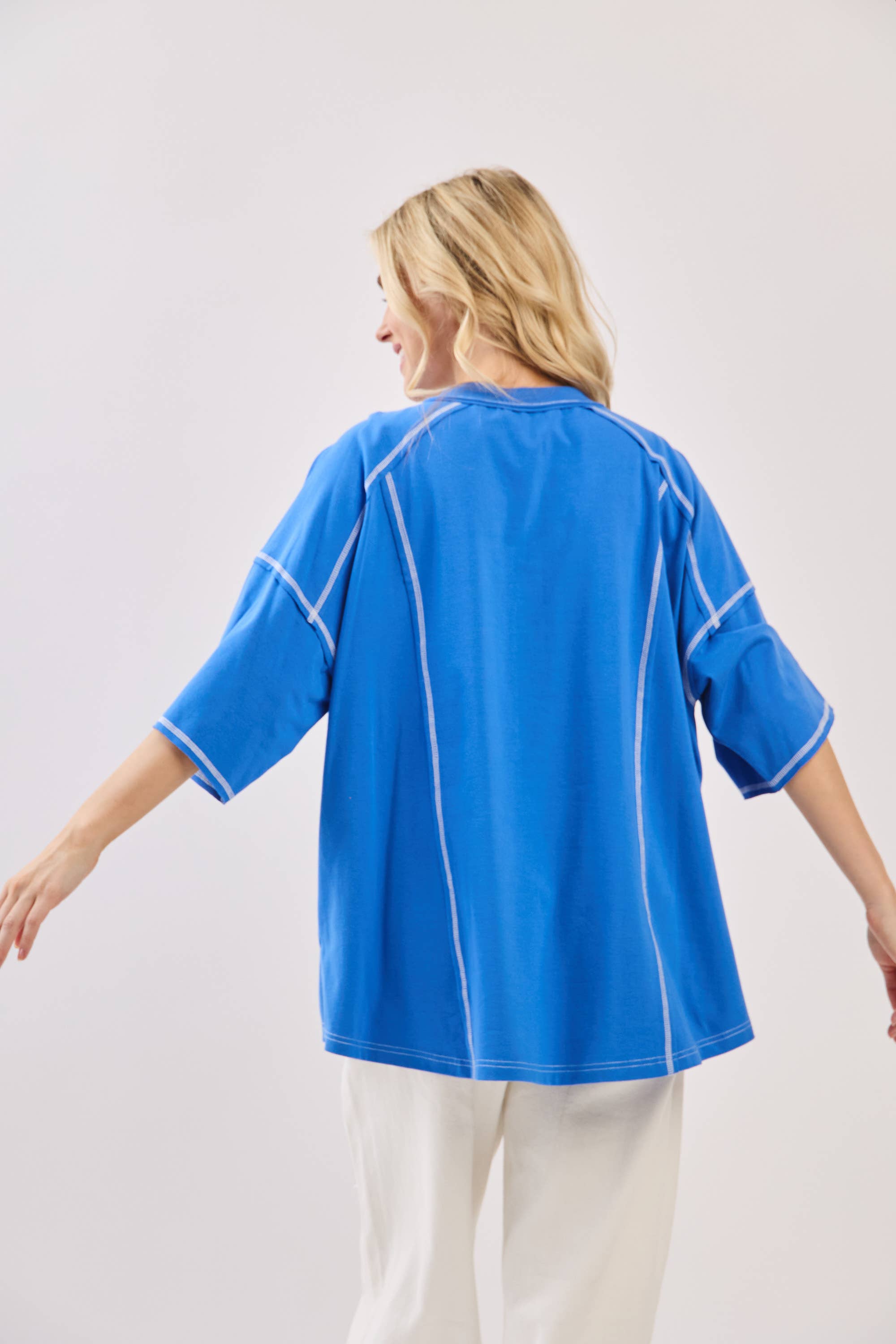 Sewn and Seen – Túnica - Mulher por atacado – Henley Relaxado com Botões48