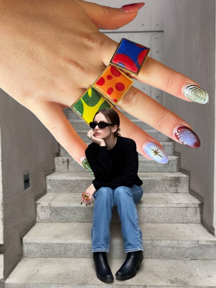 Chunky colorful & funk Adjustable Rings for wholesale by Showy LLC