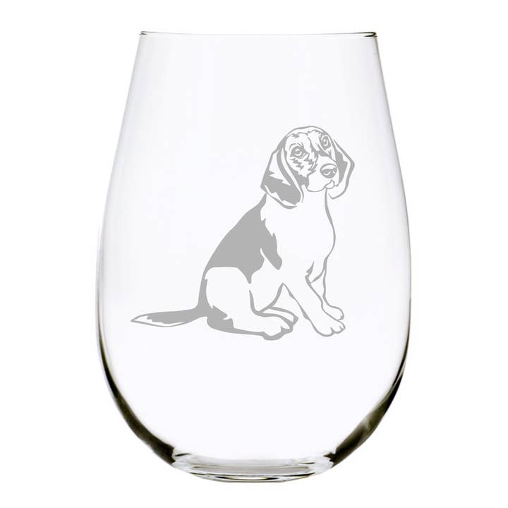 Copo de vinho temático Beagle (B3), cachorro, 17 oz. por atacado de C&M Personal Gifts