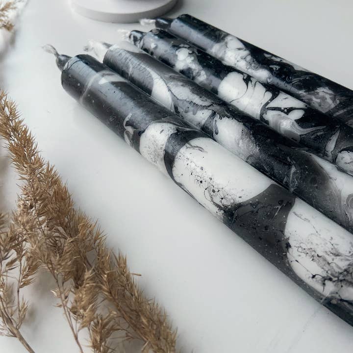 Miss Wildhorse - Wholesale Tapered candle/candlestick - Dip dye candle marble black3
