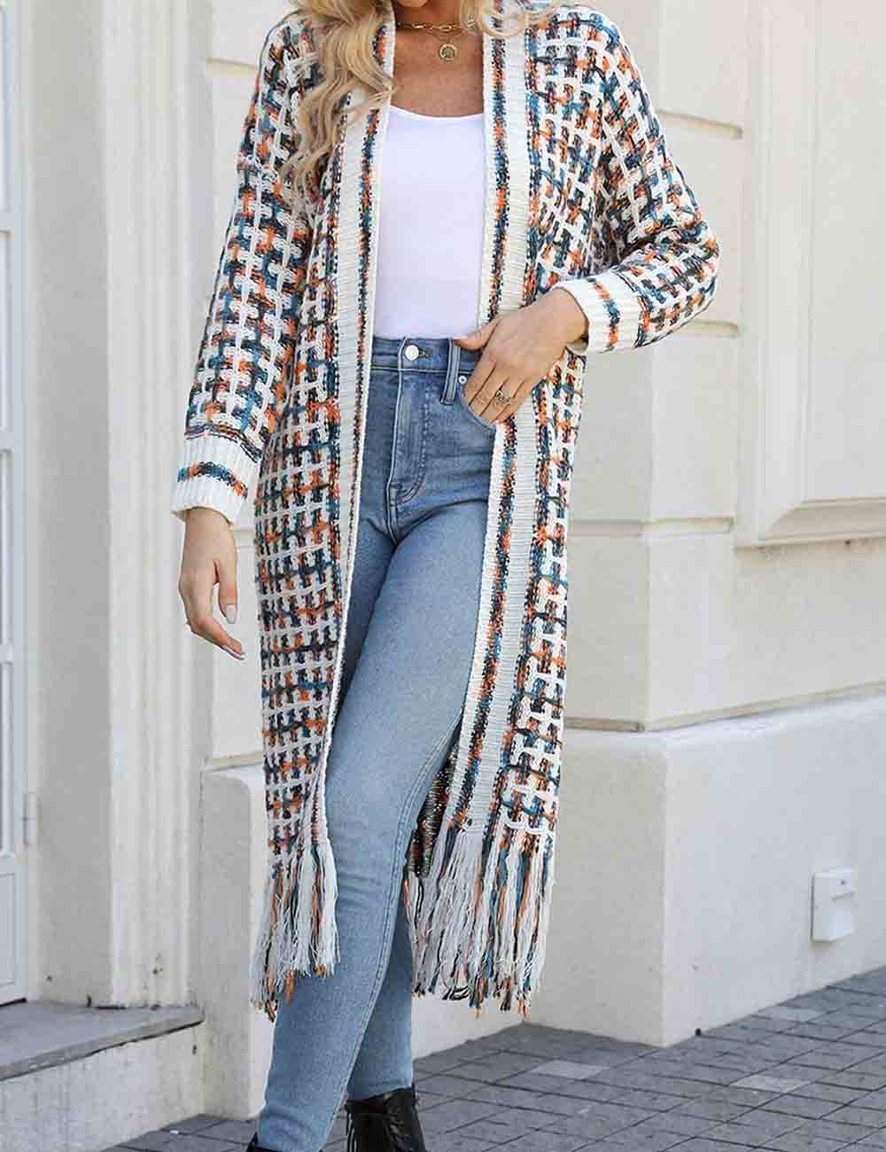 Sweetkama – wholesale Cardigan – Women’s – Ladies Multi Color Front Open Tassels Chunky Knit Cardigan11