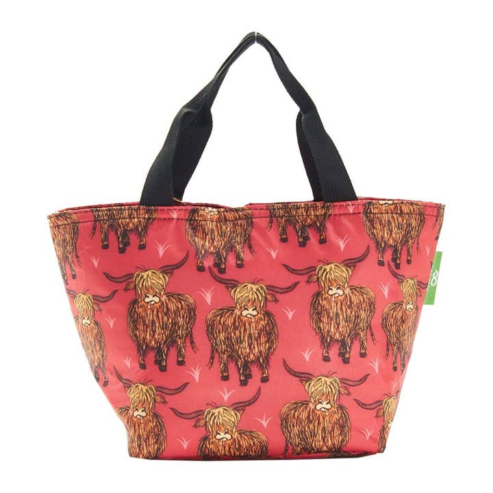 Eco Chic Lightweight Foldable Lunch Bag Highland Cow for wholesale by Eco Chic