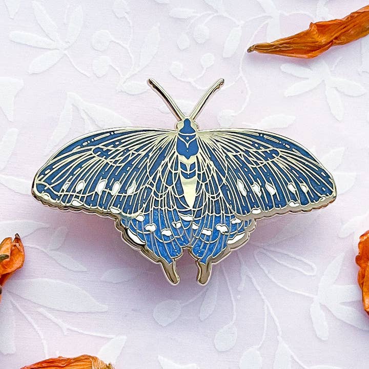 Alum and Ink - Wholesale Lapel Pin/Button - Pipevine Swallowtail Butterfly (Battus philenor) Enamel Pin0