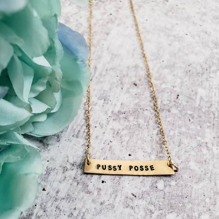 Salt and Sparkle - Wholesale Pendant/Charm Necklace - PUSSY POSSE Classic Bar Necklace
