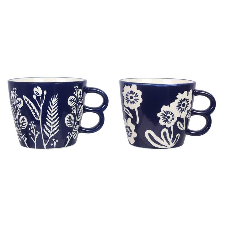 Young's - Wholesale Coffee Mug - Stoneware Blue Wax Resist 11 oz Mug General Gifts