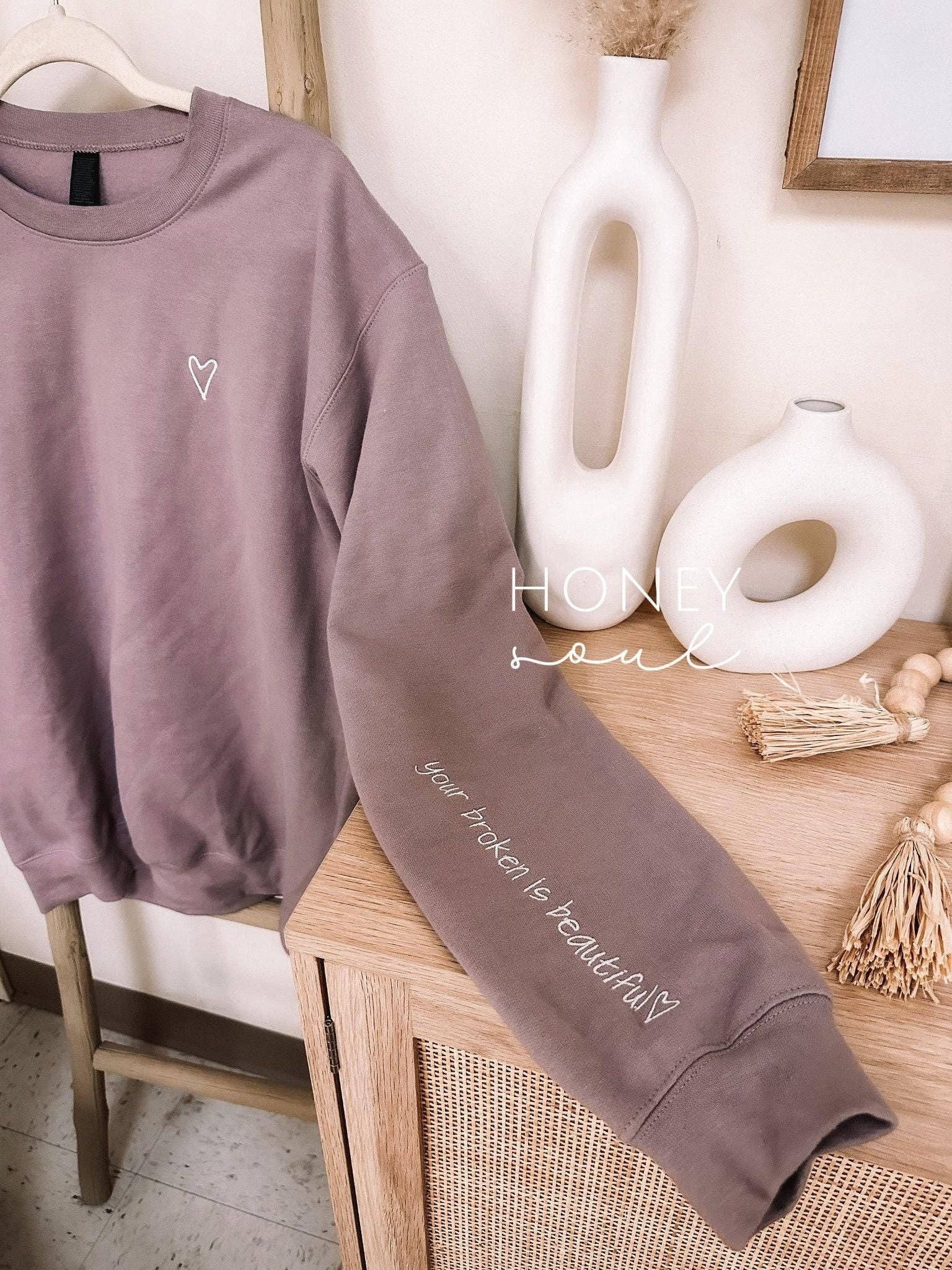 Paragon Embroidered Your Broken Is Beautiful Sweatshirt for wholesale on Faire3