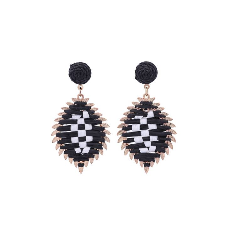 Urbanista Outlet - Venta al por mayor Pendientes colgantes - Pendientes de hojas en bloque de color ratán hechos a mano