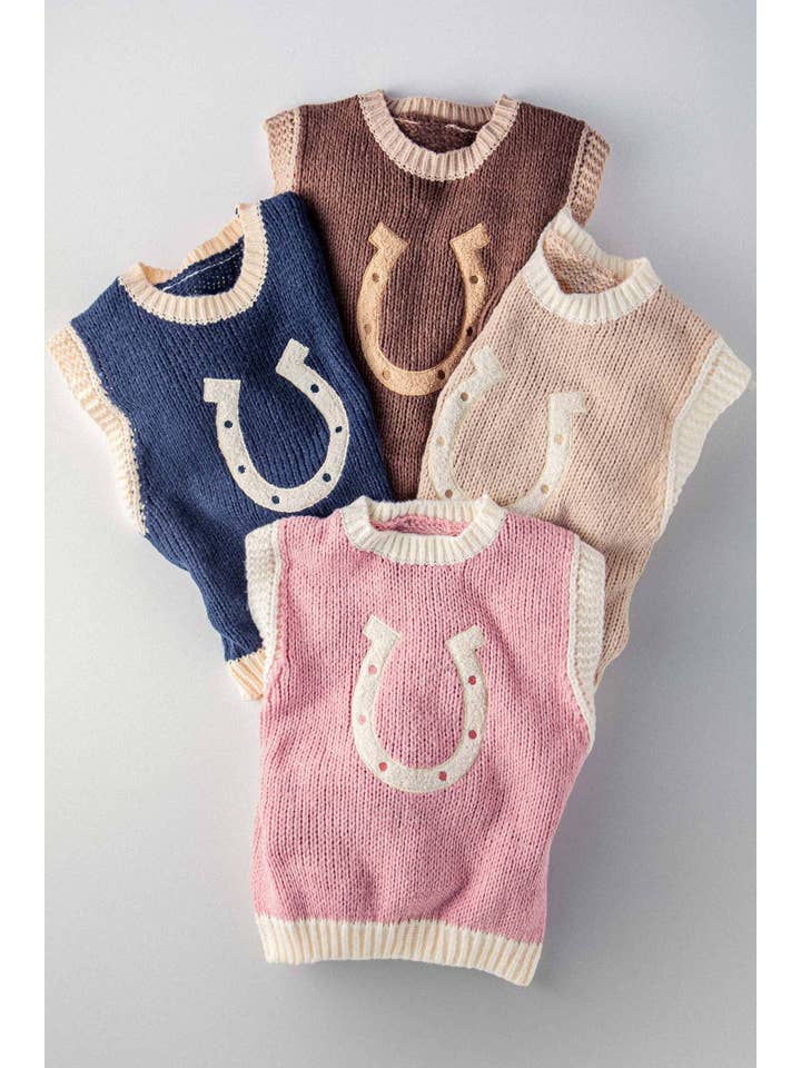 Urban Daizy - Wholesale Sweater Vest - Women's - Western Horseshoe Crochet Knit Ribbed Trim Sweater Vest21