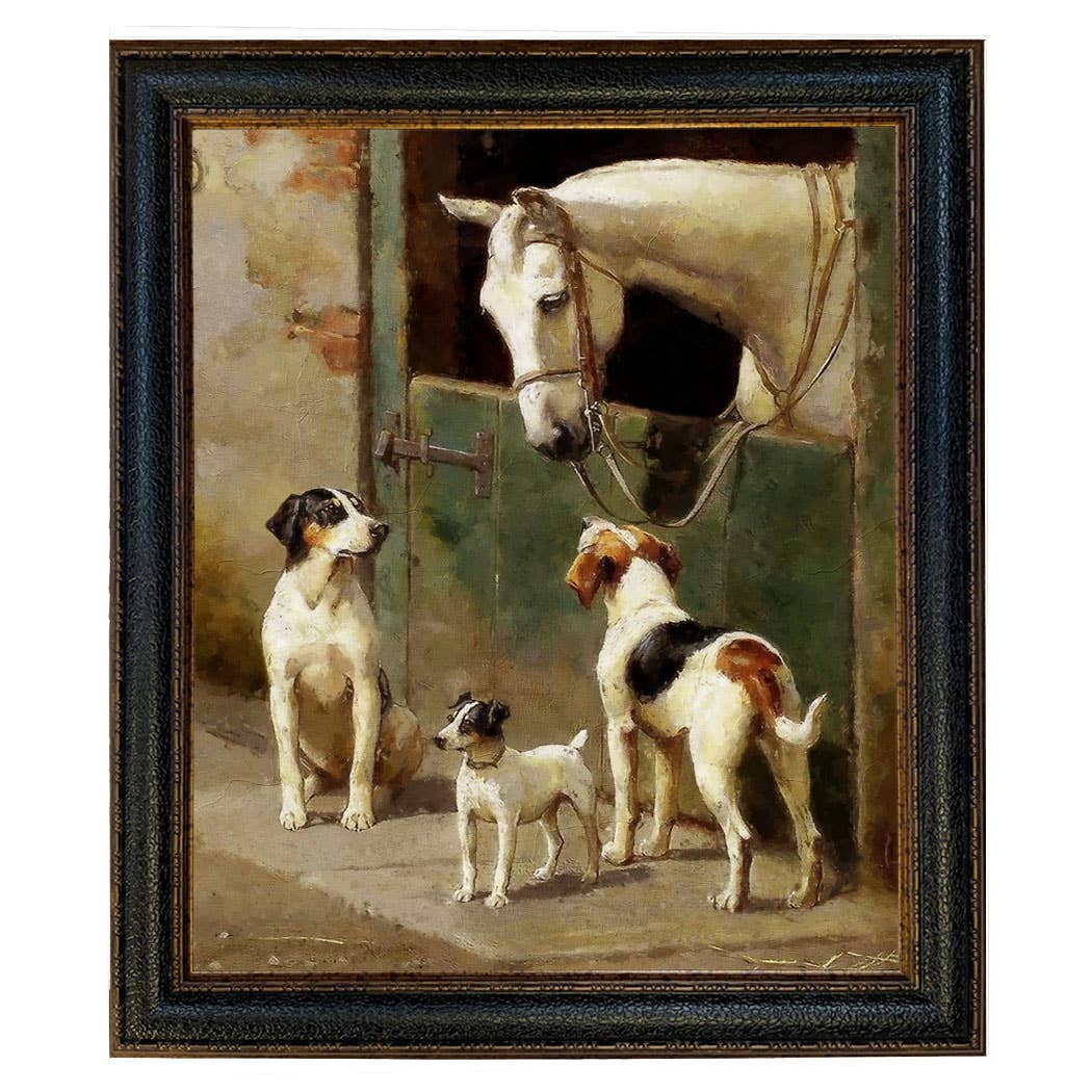 Madison Bay Co. - Historical Home Decor Reproductions - Wholesale Art Print - Dog and Horse at Stable Vintage Painting Print on Canvas100