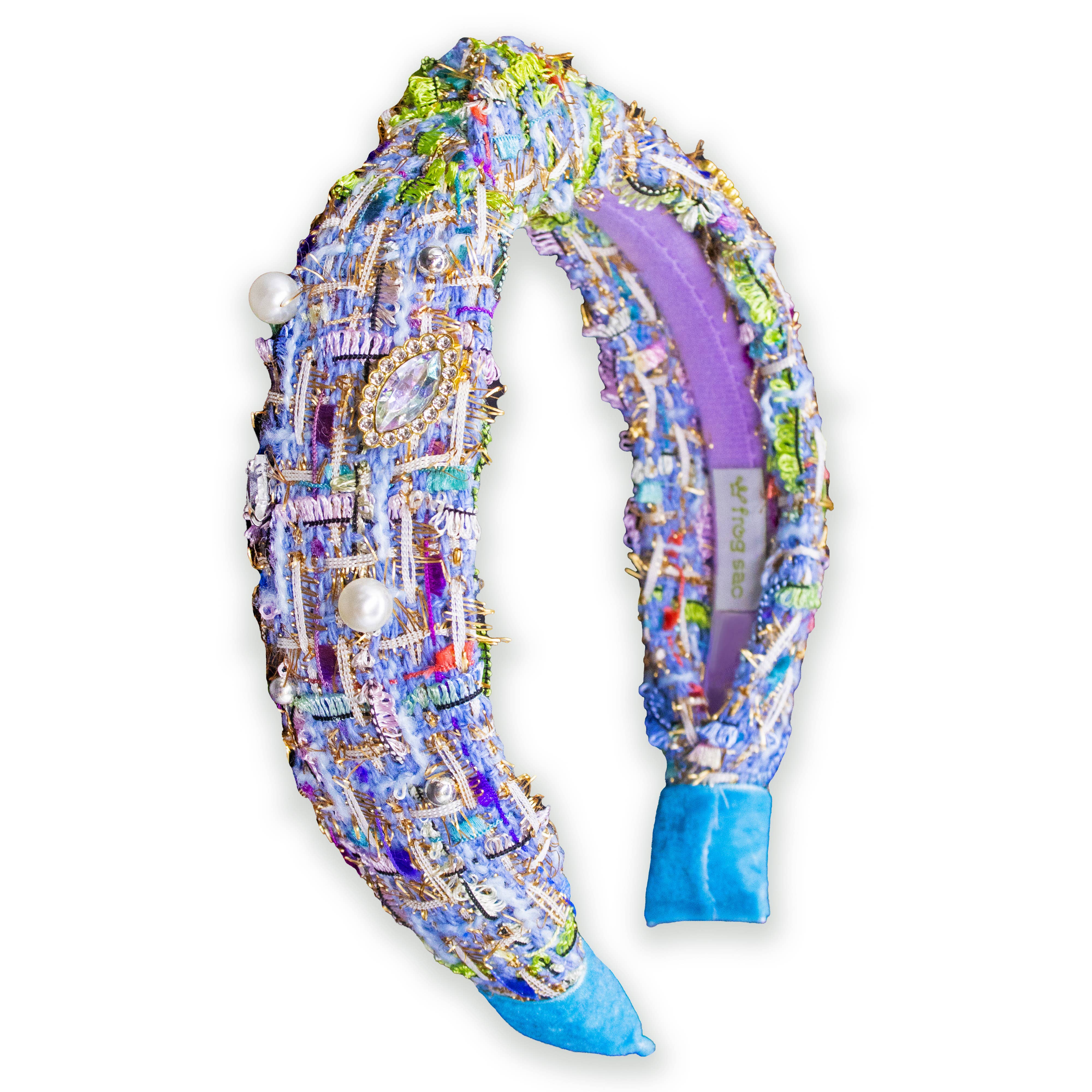 Frog Sac - Wholesale Fashion Headband - Kids - Kids Knot Headband - Embellished Rhinestone Pearl Tweed13