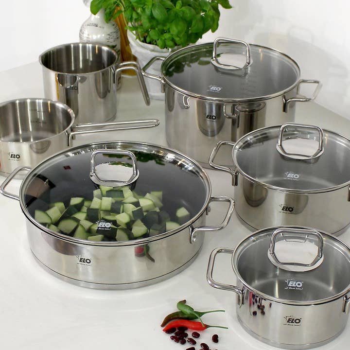 Elo - Vendita all'ingrosso Pentole - Pentola in acciaio inossidabile Elo Citrin da 16 cm con coperchio in vetro