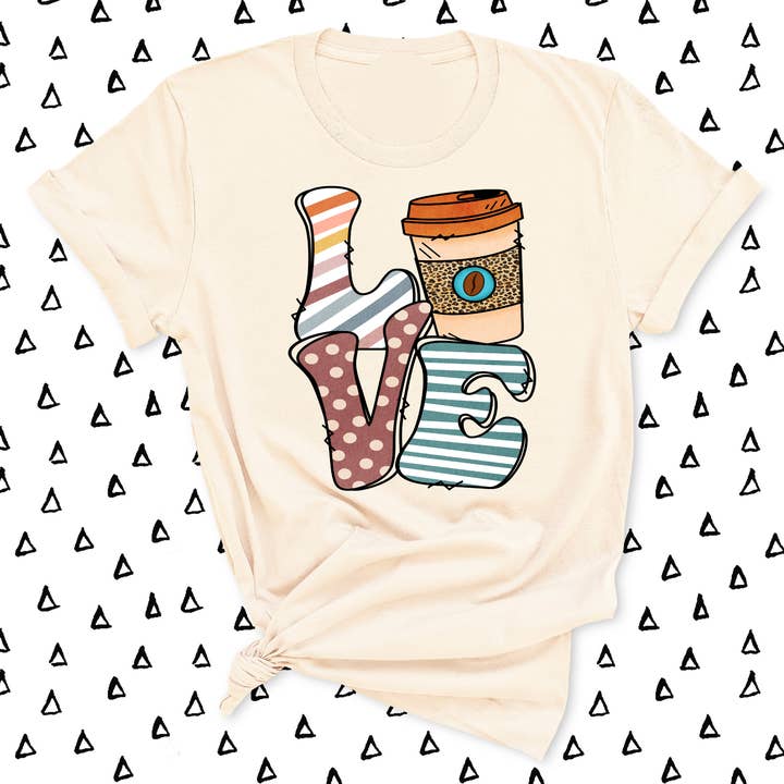 Love Coffee Retro T-shirt for wholesale by Honey and Gloss