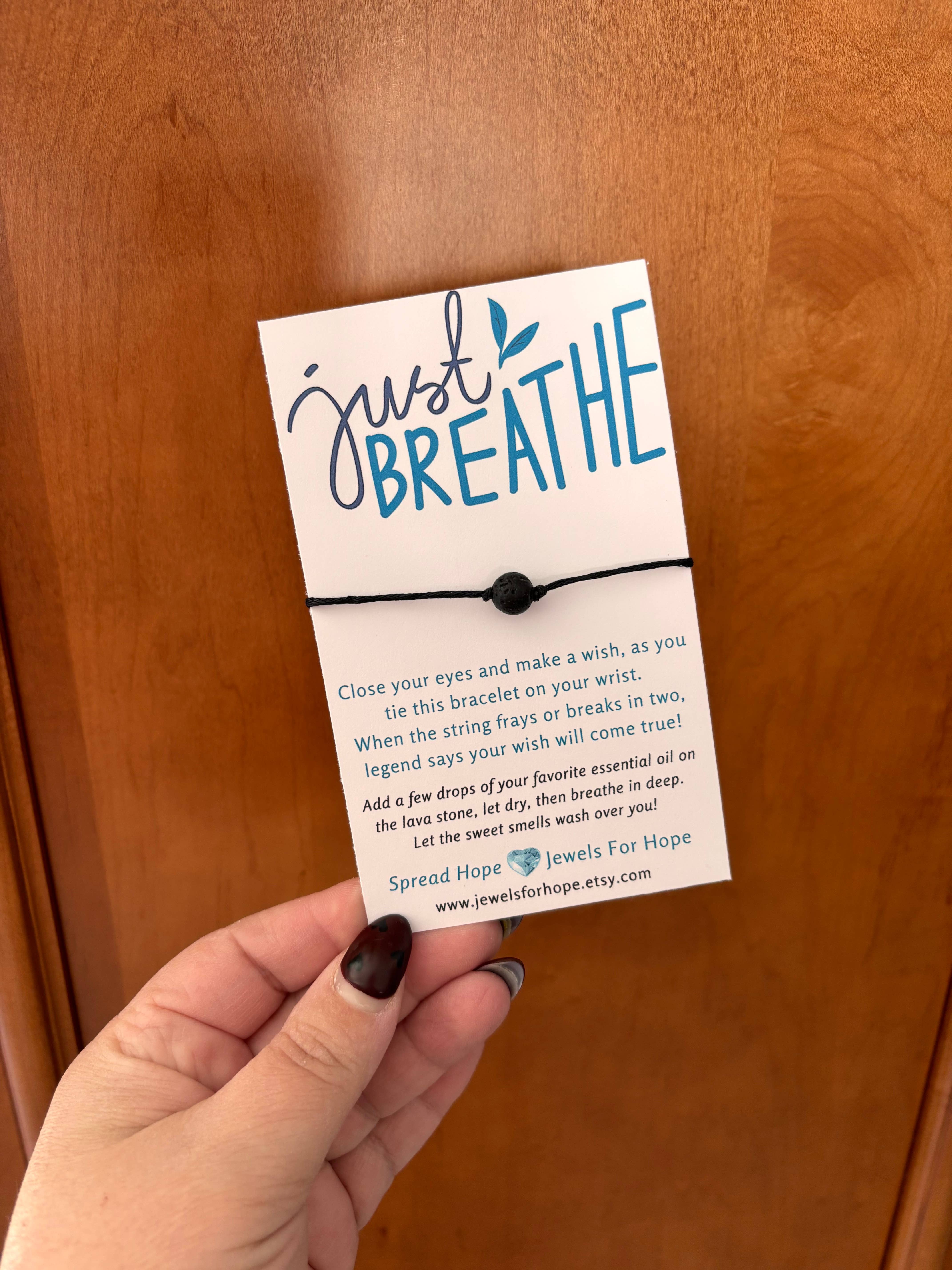 Jewels For Hope - Wholesale Charm/Dangle Bracelet - Aromatherapy Lava Stone Wish Bracelet, Just Breathe 3