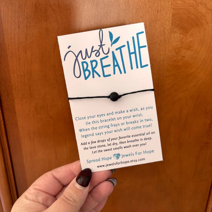 Jewels For Hope - Wholesale Charm/Dangle Bracelet - Aromatherapy Lava Stone Wish Bracelet, Just BreatheĀ 3