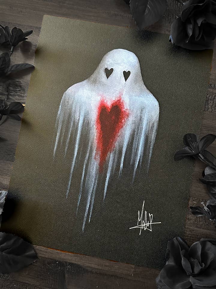 Haunting Affection (Heart Ghost) Art Print for wholesale by Mallory Hart Art
