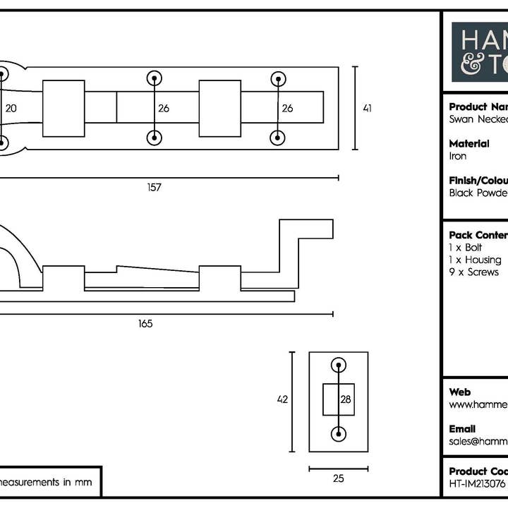 Rinkit Ltd – wholesale Knob/pull – 155mm Black Cranked Antique Fish Tail Bolt Hammer & Tongs5