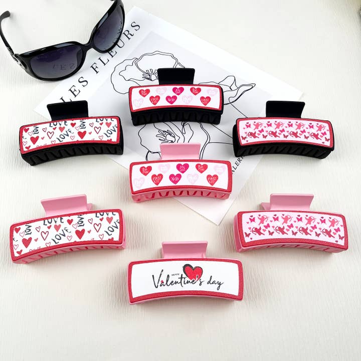Western Cow Valentine Heart PU Hair Clips for wholesale by mildstyles
