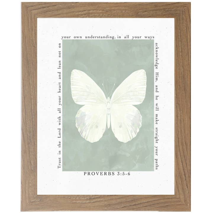Trust In The Lord Proverbs 3 Butterfly Green Art Picture for wholesale by Summer Snow Art