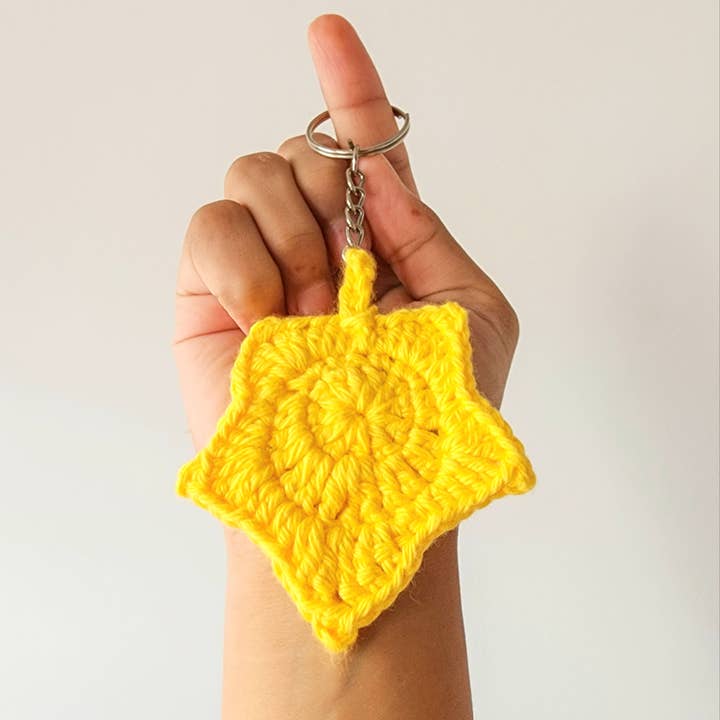 Handmade Crochet Leaf Keychain | Fall-Themed Bag Charm for wholesale by Handmade By Uruba