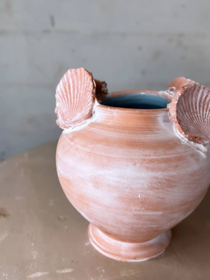 Terracotta Shell Vase for wholesale by Beau Rush Ceramics