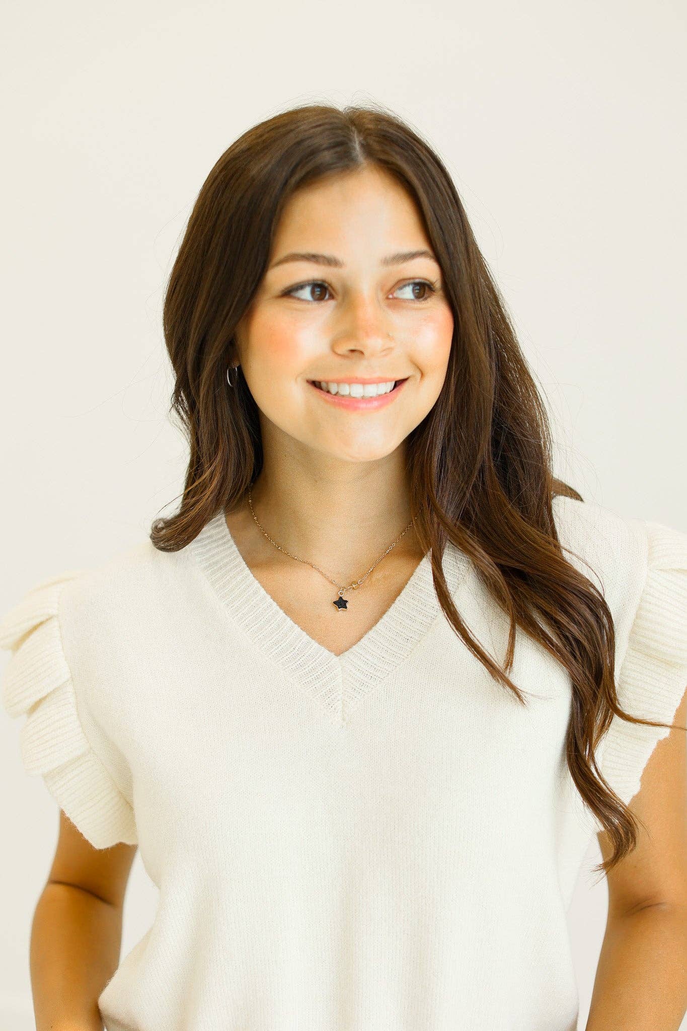 Beige Ruffle Sleeve Sweater Vest for wholesale on Faire10