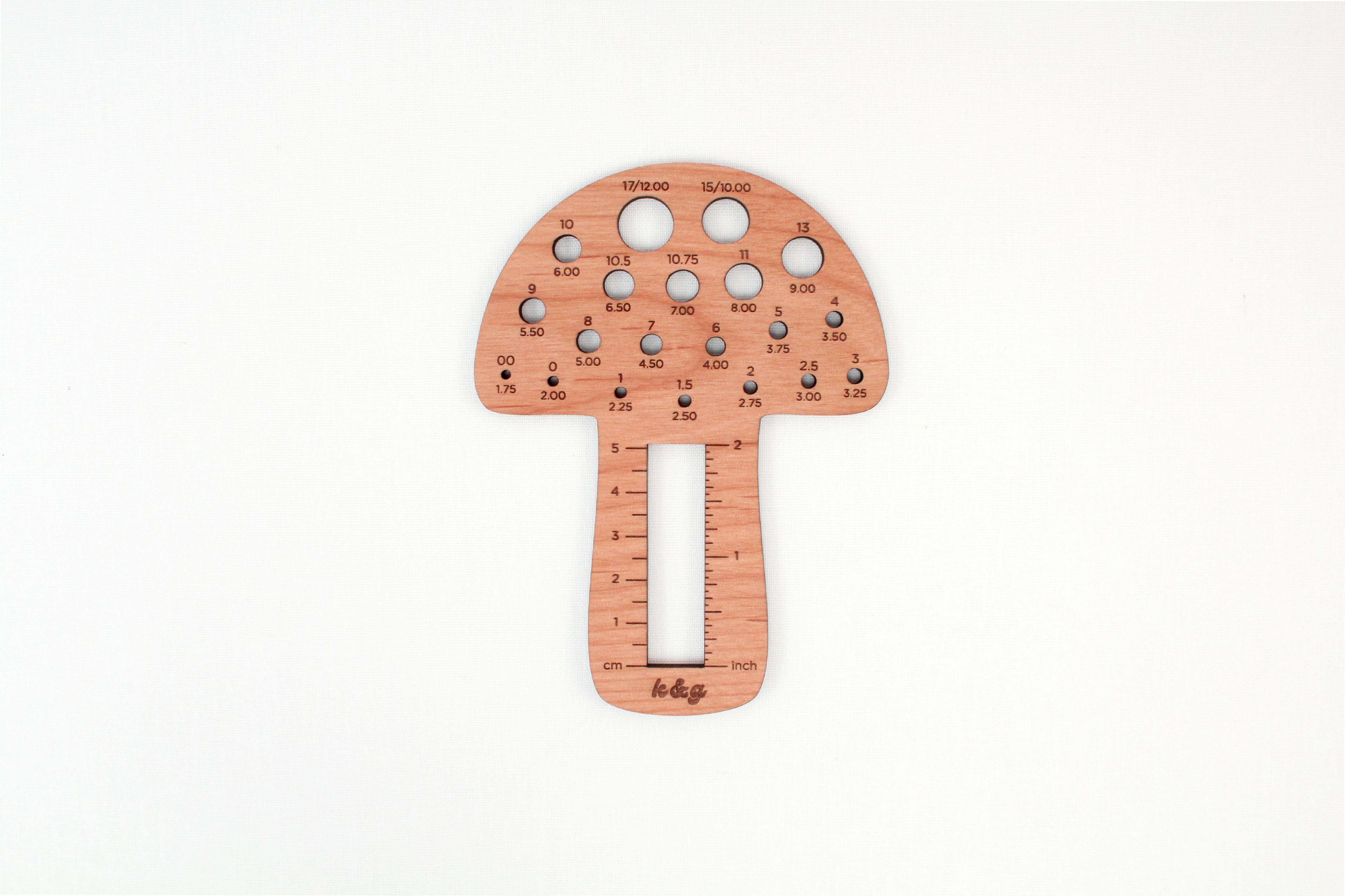 Knit & Gather - Wholesale Knitting/Crochet Supplies - Mushroom Knitting Needle Gauge Tool