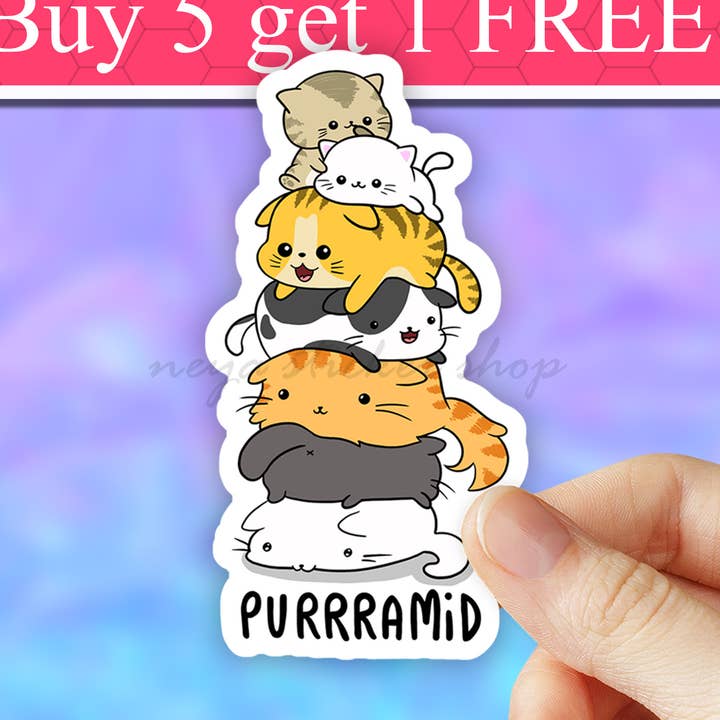 Autocollant Purrramid, autocollant Cat Mom, joli autocollant Cat Mama pour la vente par Neya Sticker Shop